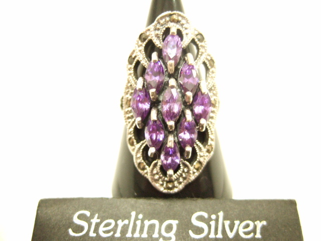 横浜最新 シルバー925SILVER 銀♪魅惑のアメジスト風リング 9~12号 メンズレディース 送料290円ξgRξ ξアンティーク指輪b72z拍卖