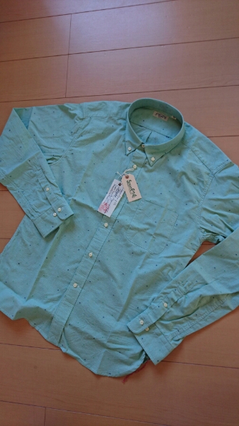 SALE! 送料込★東洋 SUGAR CANE シュガーケーン SC27526 ドット長袖 ボタンダウンシャツ グリーン L拍卖