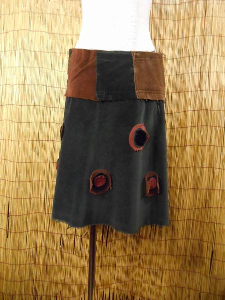 ③新品★切り替えベロア素材★アップリケ★切りっぱなしスカート拍卖