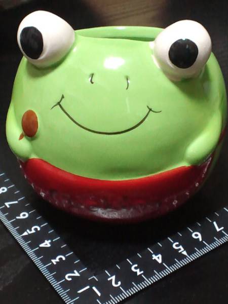 超素敵☆陶器製☆ガーデンポット☆かえる☆縦9X横9X高8.5(cm)残1拍卖