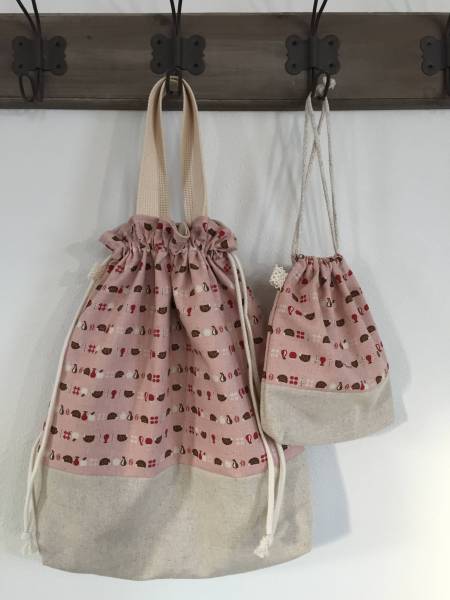 ハンドメイド*体操バッグ*コップ入れ巾着*アニマル柄*入園入学拍卖