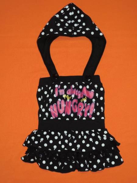 ☆耳付きフードの水玉裾3段フリルスカート☆90センチ☆拍卖