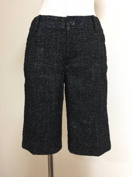 美品★ミッシェルクランツイードハーフショートパンツ★グレー36★0668拍卖