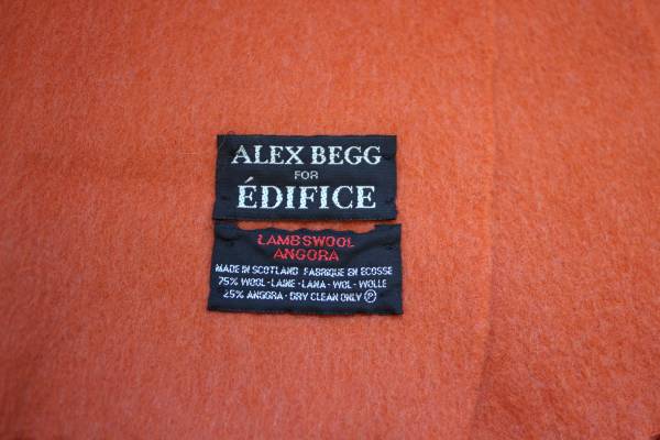 C51★未使用品★アレックスベグ×エディフィス アンゴラ入りウールマフラー オレンジ 拍卖