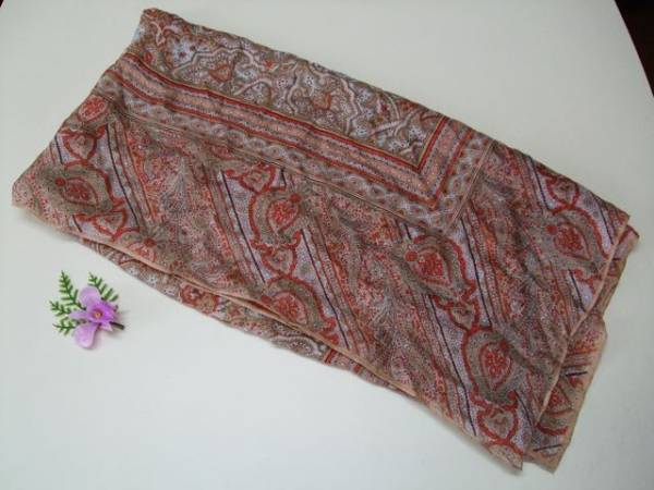 (^_^)絶品/R/超大判スカーフ/アール/あーる/赤/レッド/茶色/G2拍卖