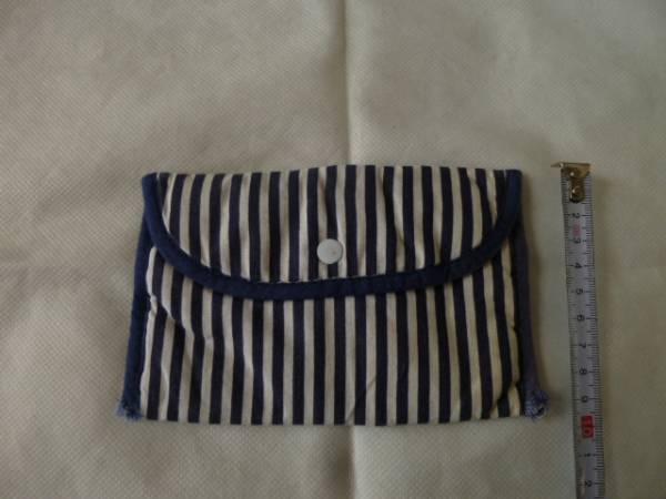 ★★ストライプ ミニポーチ (紺×白)D87拍卖