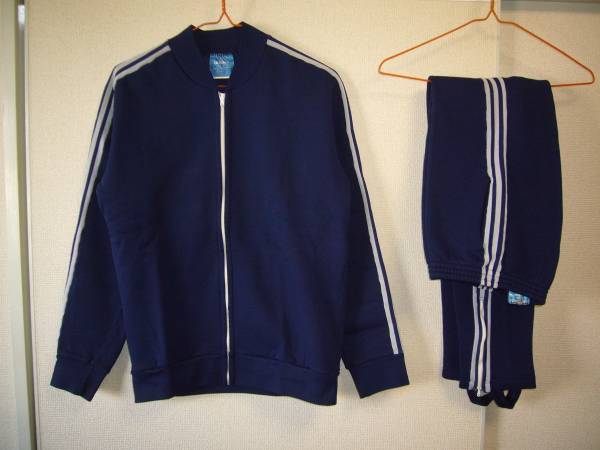 アディダス 70’s フランス VENTEX 裏起毛ビンテージジャージ 紺×白上下 S~Mサイズ拍卖