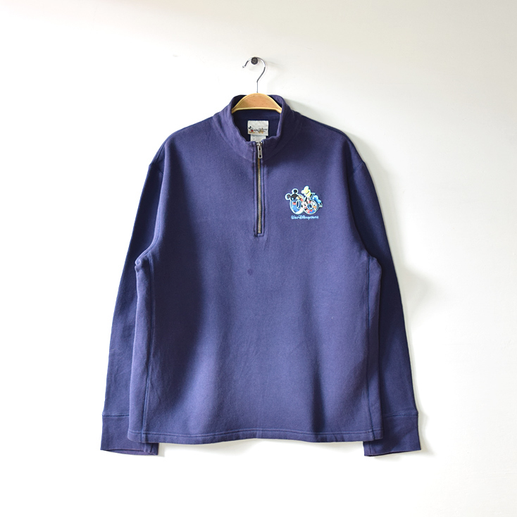 【送料無料】06年 ウォルトディズニーワールド ハーフジップ トレーナー スウェット ミッキーマウス メンズM Disney 古着 CF0188拍卖