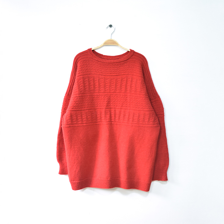 【送料無料】USA古着 オールド ウールニット セーター 赤色 レッド メンズXL相当 ヴィンテージ 古着 CH0897拍卖