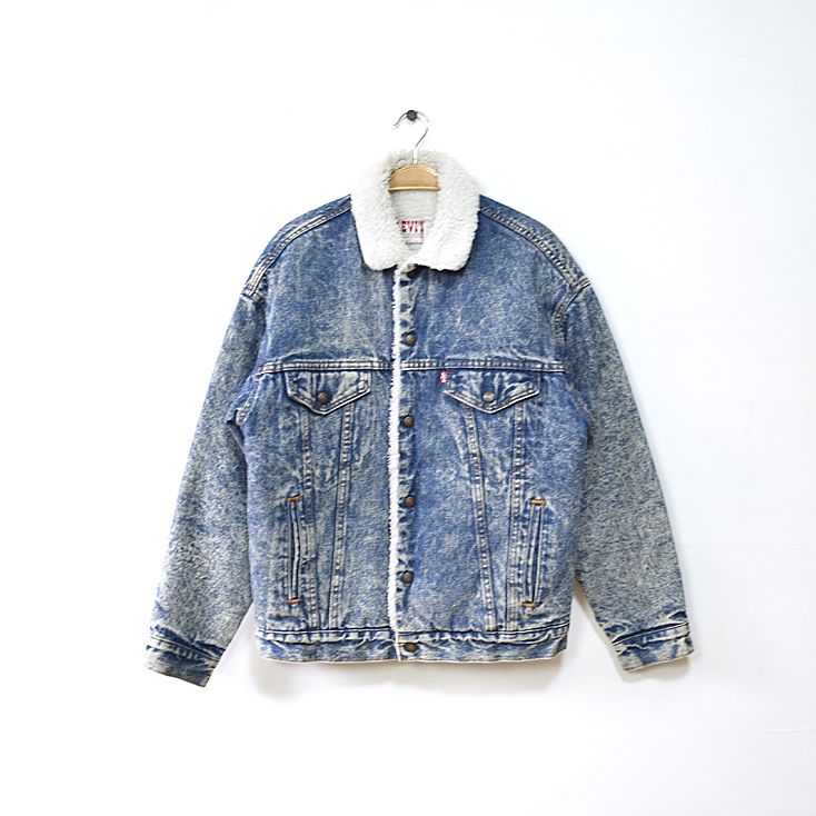 【送料無料】80S USA製 ヴィンテージ リーバイス デニムボアジャケット ケミカルウォッシュ メンズS ジージャン デニムジャケット DA0023拍卖