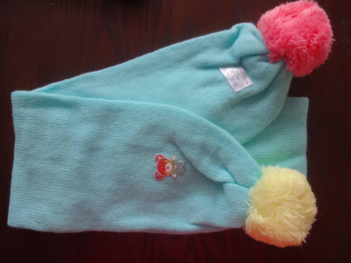 デイジーラヴァーズ★ナルミヤ ニット ボンボン付きマフラー クマちゃんワッペン 新品タグ付未使用品 自宅保管品 拍卖