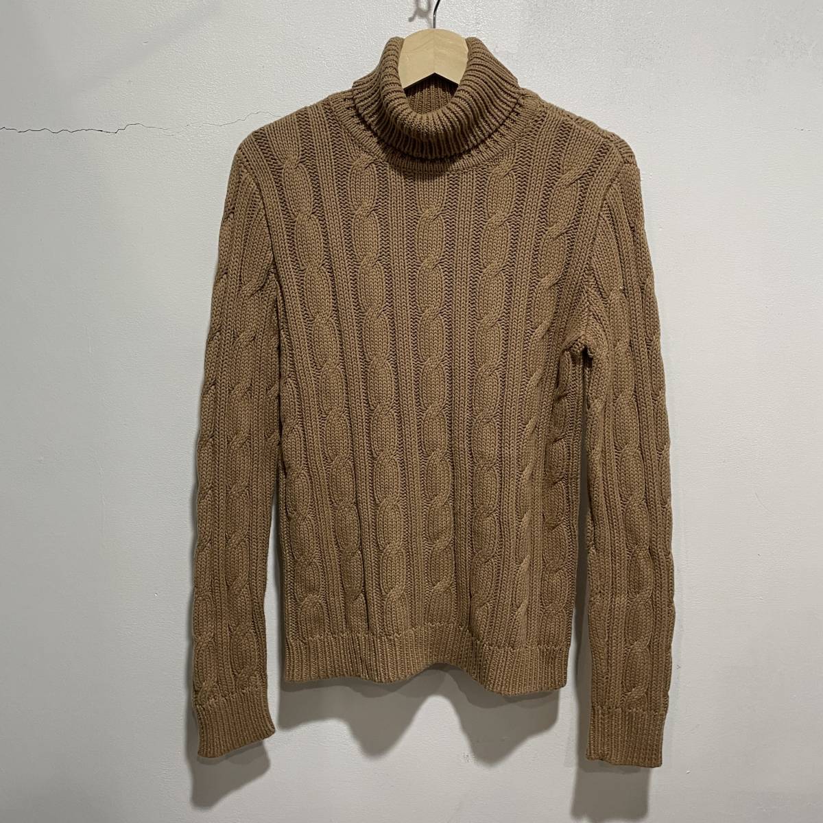 ☆送料無料☆Ralph Lauren☆ラルフローレン☆ケーブル編みタートルネックセーター☆コットン☆ベージュ☆M☆A22拍卖