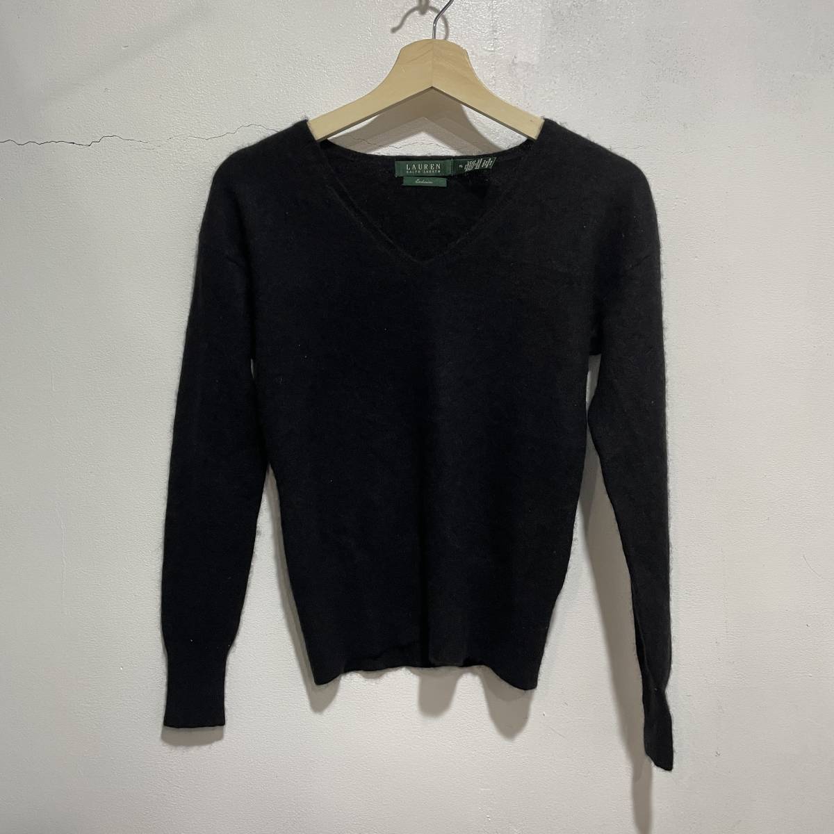 ☆送料無料☆RalphLauren☆ラルフローレン☆カシミアVネックセーター☆Sサイズ☆黒☆a22拍卖