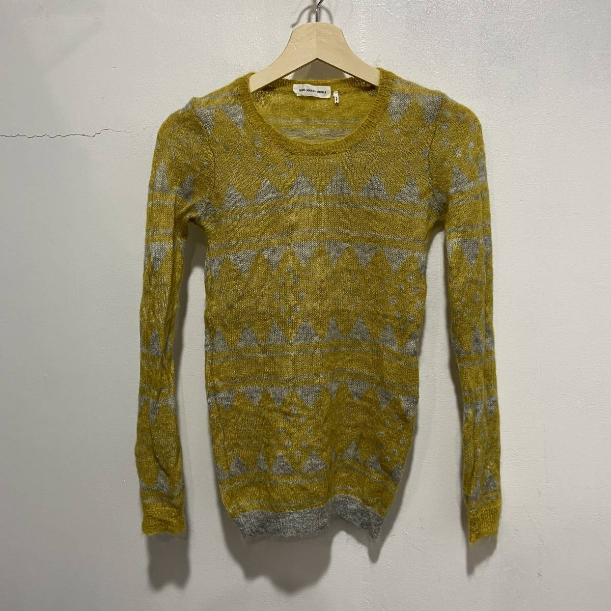 ☆送料無料☆ISABEL MARANT TOILE☆イザベル マラン エトワール☆イタリア製☆総柄モヘアセーター☆34☆マスタードカラー☆A22拍卖