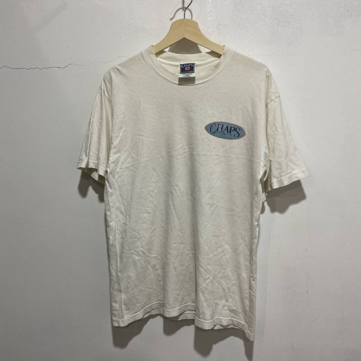 ☆送料無料☆CHAPS☆チャップス☆ラルフローレン☆両面プリントTシャツ☆メンズL☆90s☆USA製☆白T☆G21c拍卖