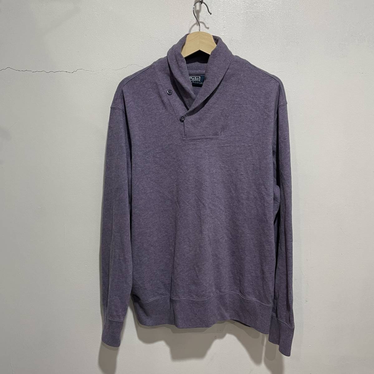 送料無料☆RalphLauren☆ショールカラースウェット☆パープル☆L☆B8☆c拍卖