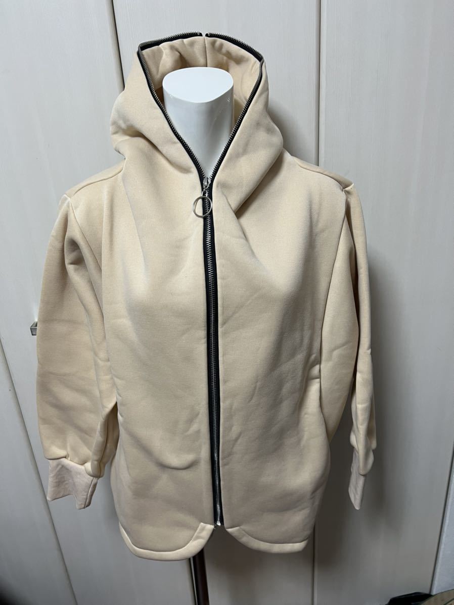 新品 長袖 ジップパーカー ドルマンスリーブ ベージュ フリーサイズ 3000円より値下げ拍卖