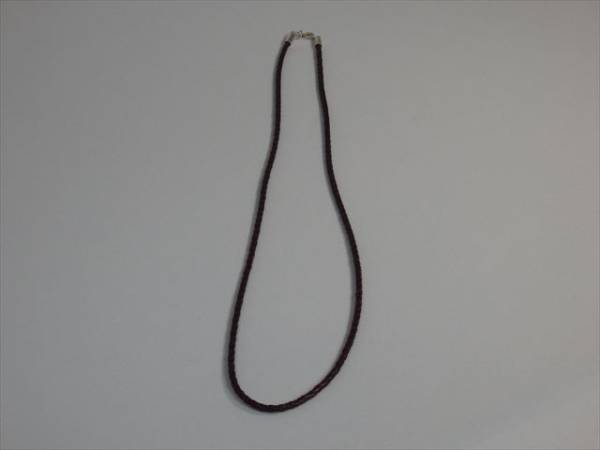 ★新品未使用★レザーネックレス 牛革編込み革紐(編込みレザー)(留め金具 ヒキワ(シルバー925) 濃茶60cm2.5mm L31拍卖