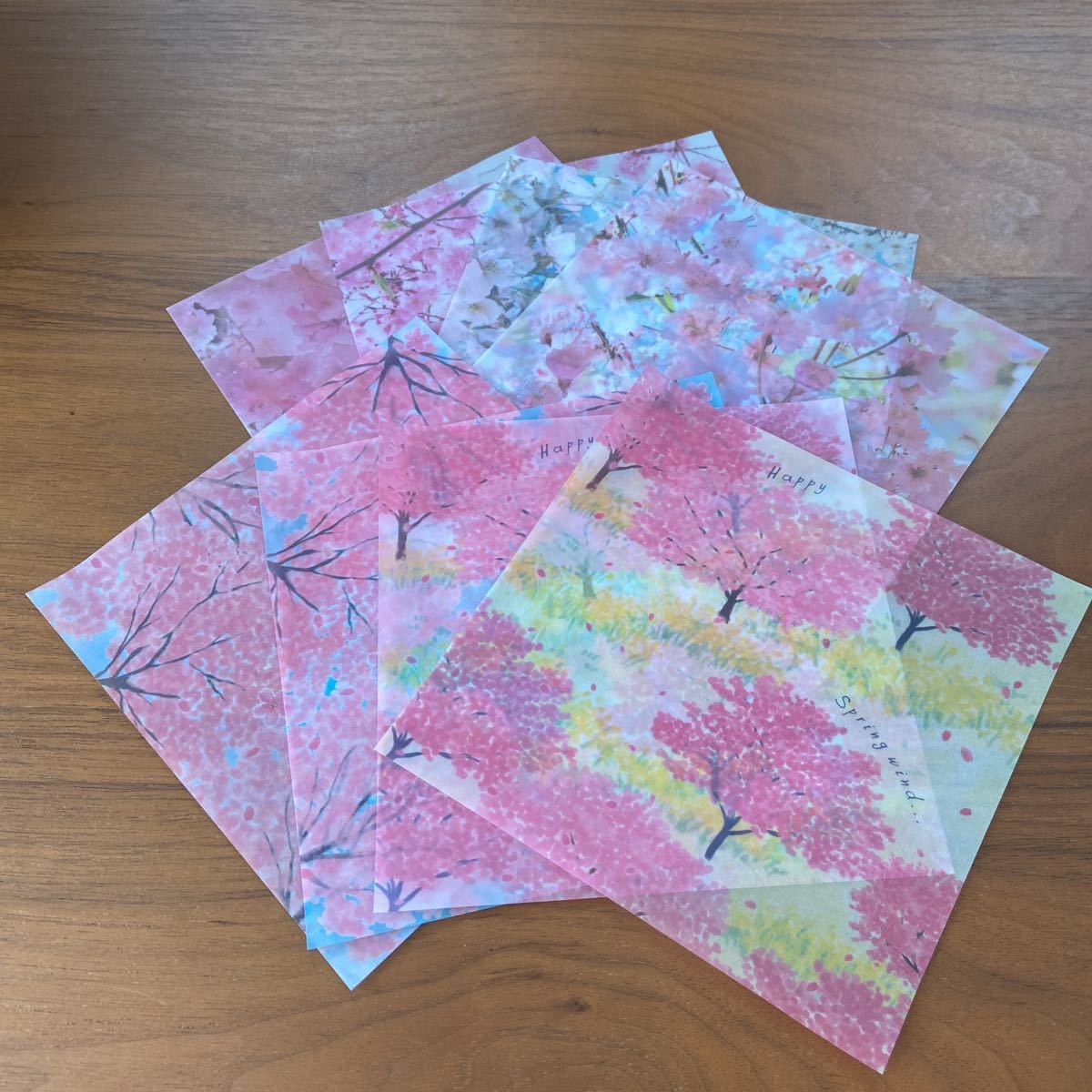 半透明デザインペーパー★さくら柄★8枚★15×15cm★トレーシングペーパー拍卖