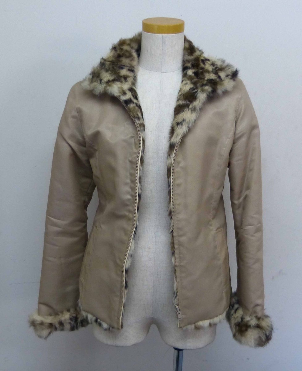 ☆Pinky&Dianne ピンキー&ダイアン ラビットファー リバーシブルジャケット ヒョウ柄 サイズ:38 USED品☆拍卖