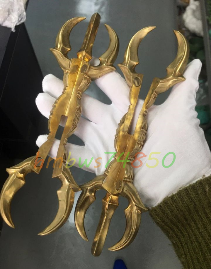 「密教法具 寺院仏具」極上品 真言宗 五鈷杵 人形杵 仏具 銅製 磨き仕上げ 長さ23cm拍卖