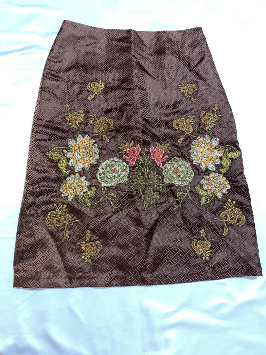 vivienne tam archive skirt スカート アーカイブ 茶色 ブラウン 刺繍拍卖