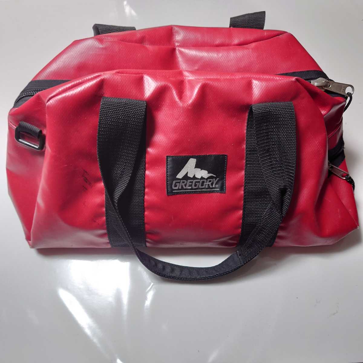 GREGORY グレゴリー ダッフルバッグ ボストンバッグ USA製 シルバータグ 旧ロゴ エナメル 希少 レア 赤 レッド拍卖