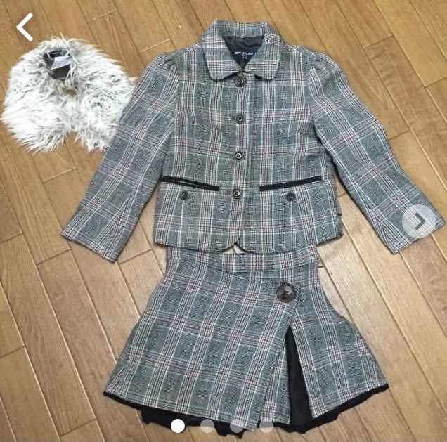 コムサ★チェックスーツ110★ファー付拍卖