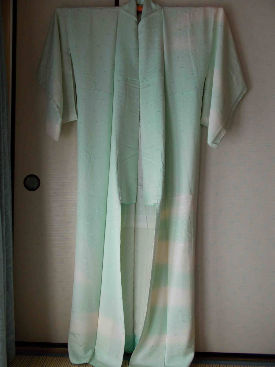 訪問着 袷 レディース 和装 着物 若草色 ぼかし 値下げ交渉あり拍卖