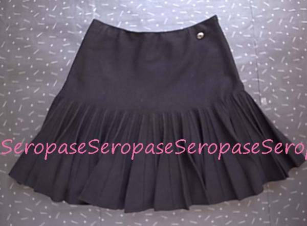 ★13A シャネル CHANEL 秋冬可愛らしいニットプリーツ スカート 黒 38拍卖