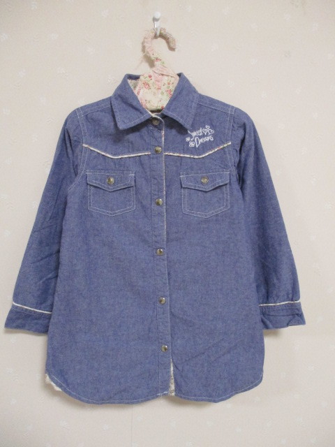 ■ Multi Pals ■ 可愛い裏地付き長袖シャツブラウス 120㎝ ブルー 20223拍卖