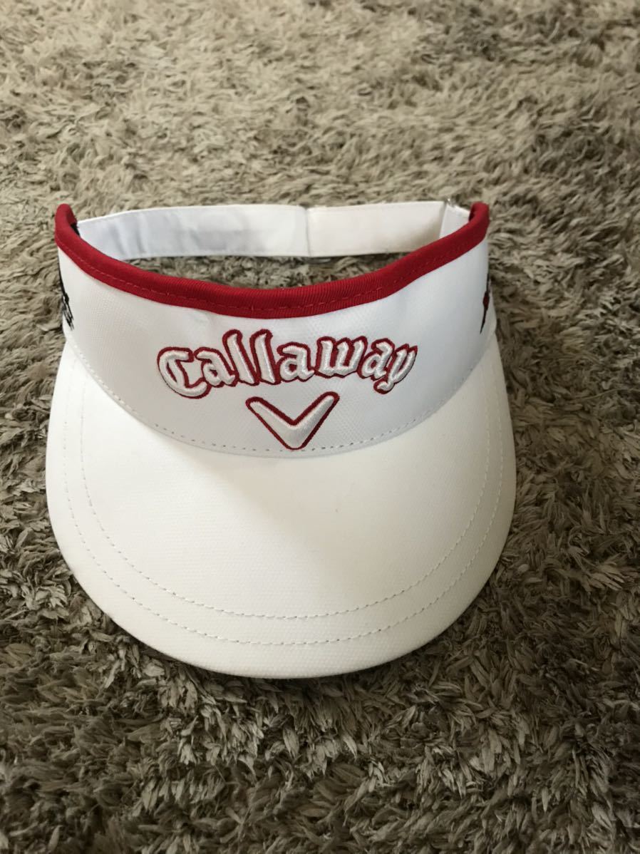 超絶レア 日本未入荷入手困難品 Callaway ハイクラウン TPネーム ゴルフサンバイザー 白/赤 usedほぼ新品拍卖