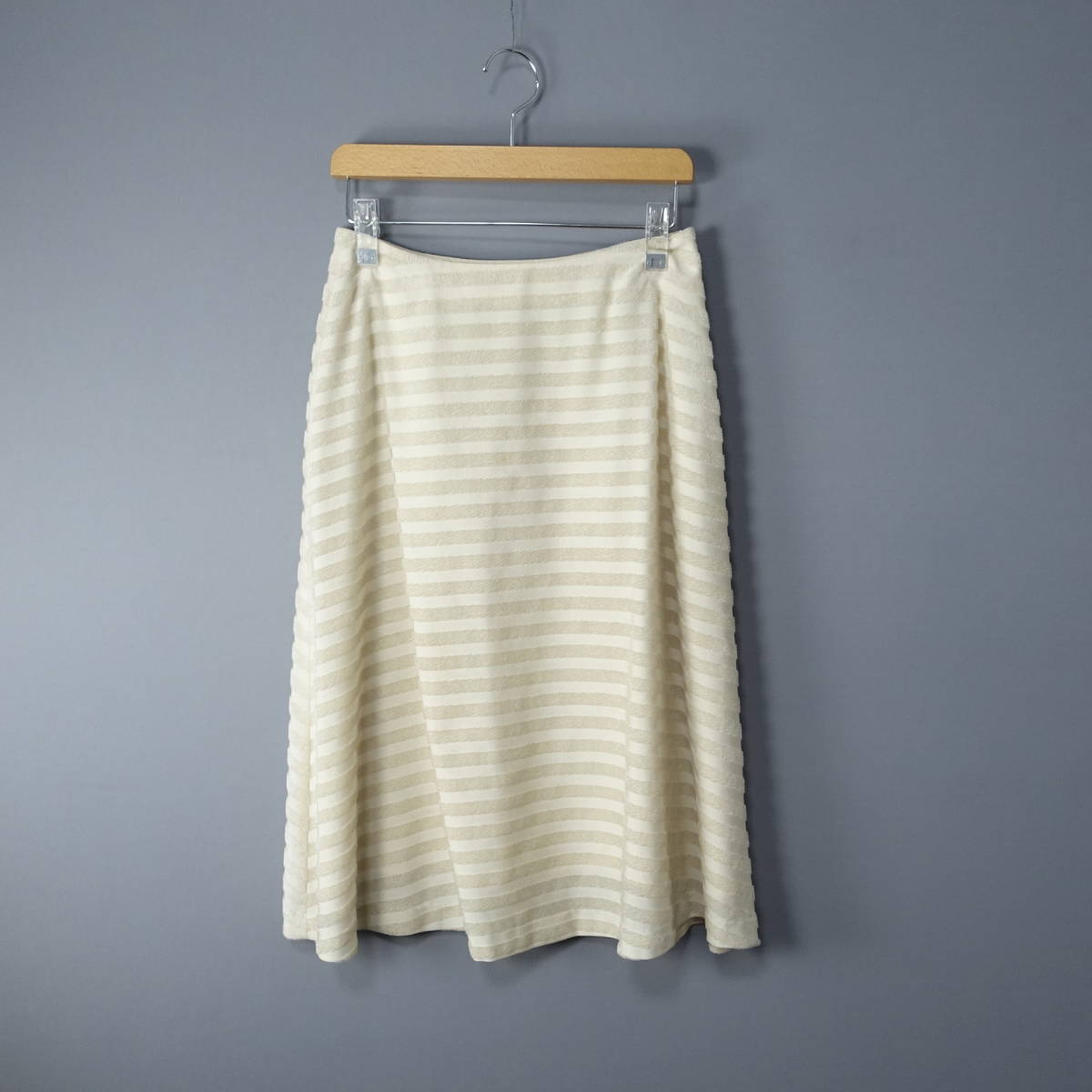 訳あり☆ANAYI/アナイ/38/日本製/ボーダースカート/ベージュ/レディースM相当拍卖