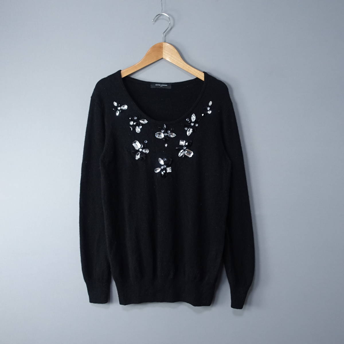 UNITED ARROWS/ユナイテッドアローズ/ウール100%セーター/ブラック/黒/レディースMサイズ相当/ニット/カットソー拍卖