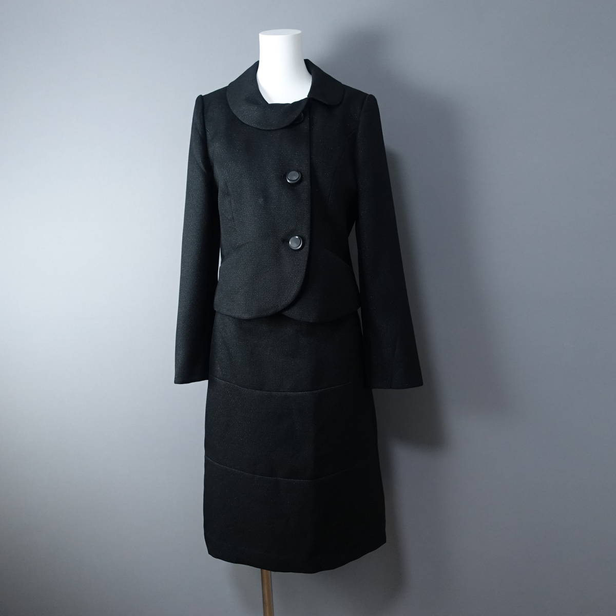 EMMA JAMES/エマジェイムス/11/セットアップ/ブラック/黒/レディースM相当/ジャケット/スカート/上下セット拍卖