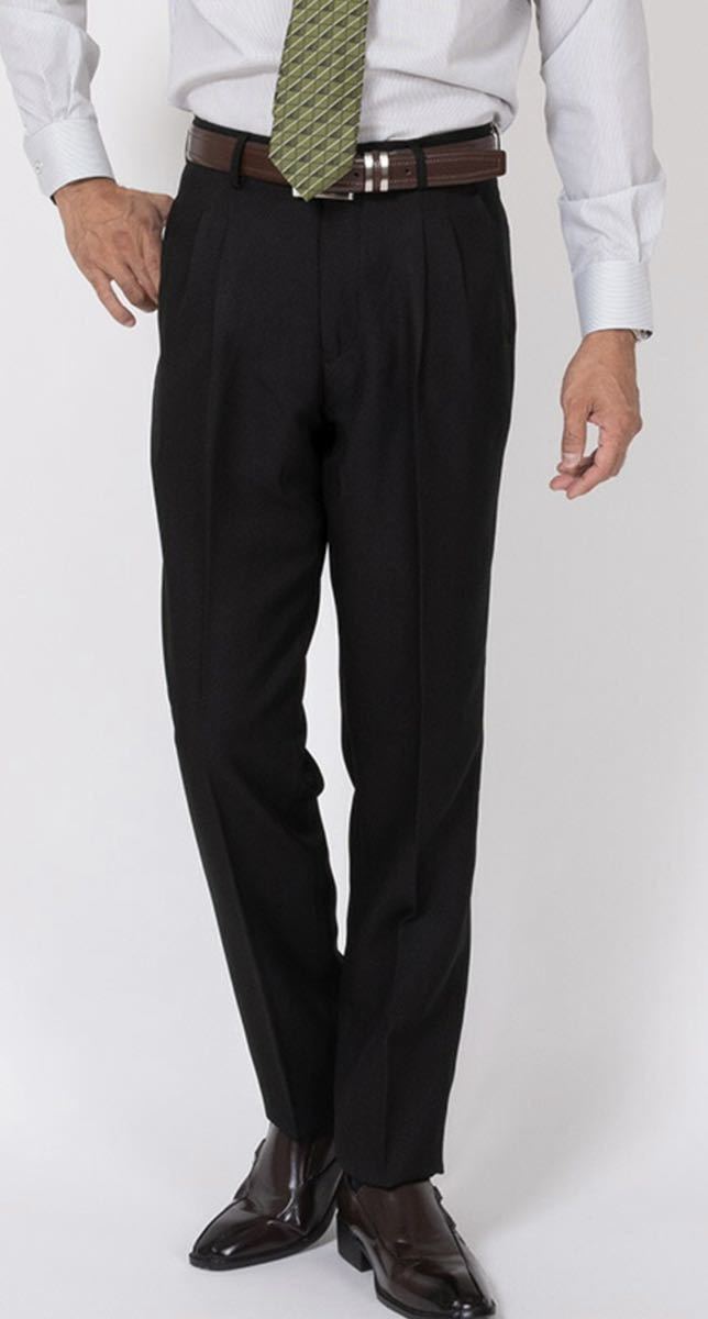 オールシーズン ツータック ウォッシャブルスラックス ブラック拍卖