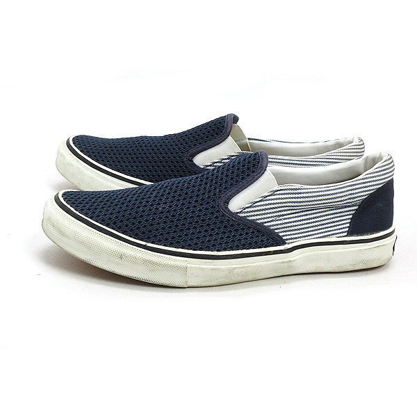 W■【27cm】アヴィレックス/AVIREX編み込みスリッポンスニーカー■紺MENS拍卖