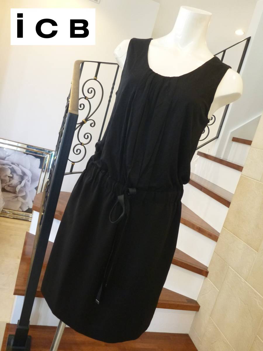 超美品 ICB アイシービー ★黒 異素材 ワンピース 9 M相当拍卖
