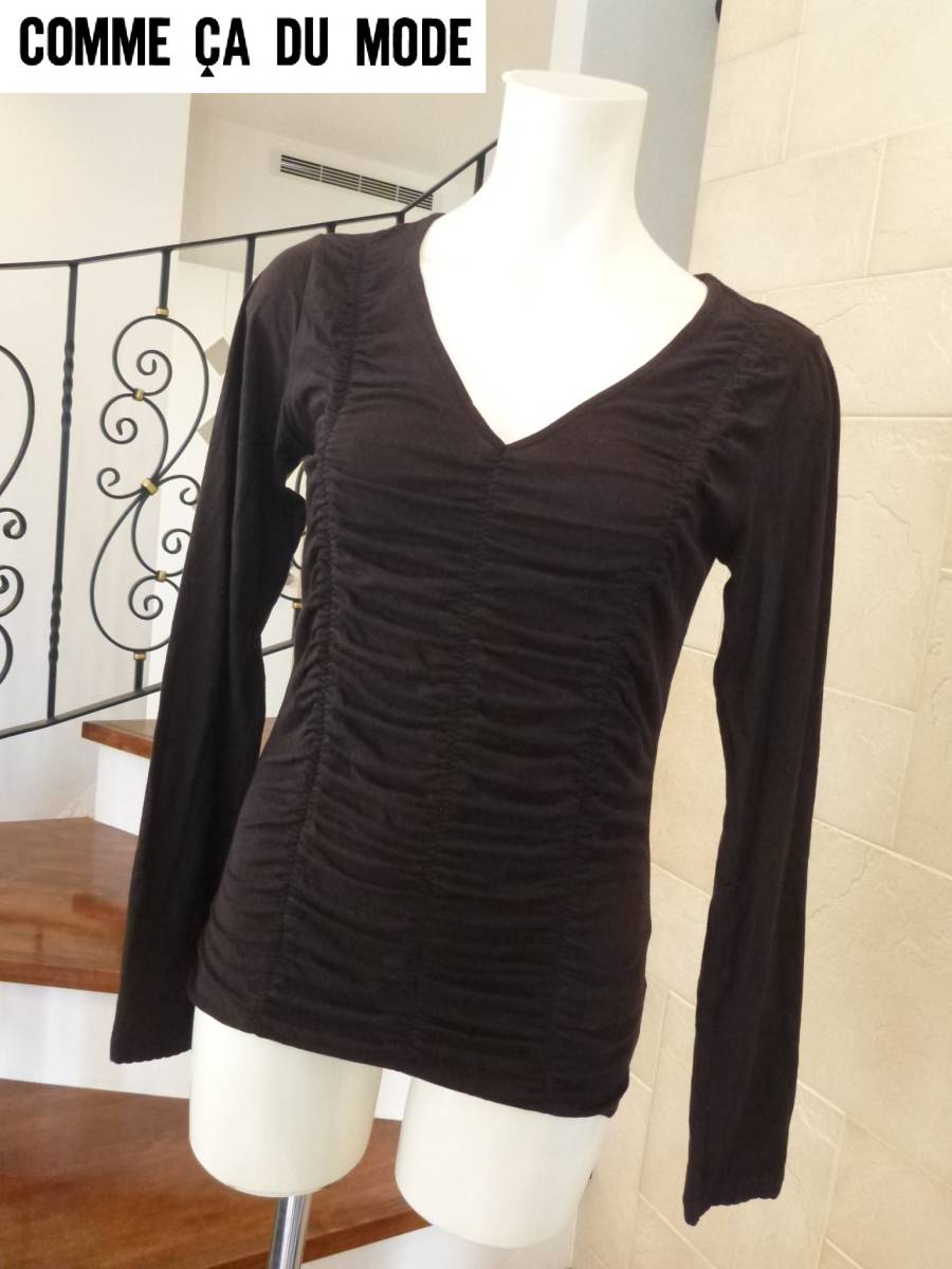 新品 COMME CA ISM (コムサイズム) ★濃茶 ブラウン ギャザー カットソー L拍卖
