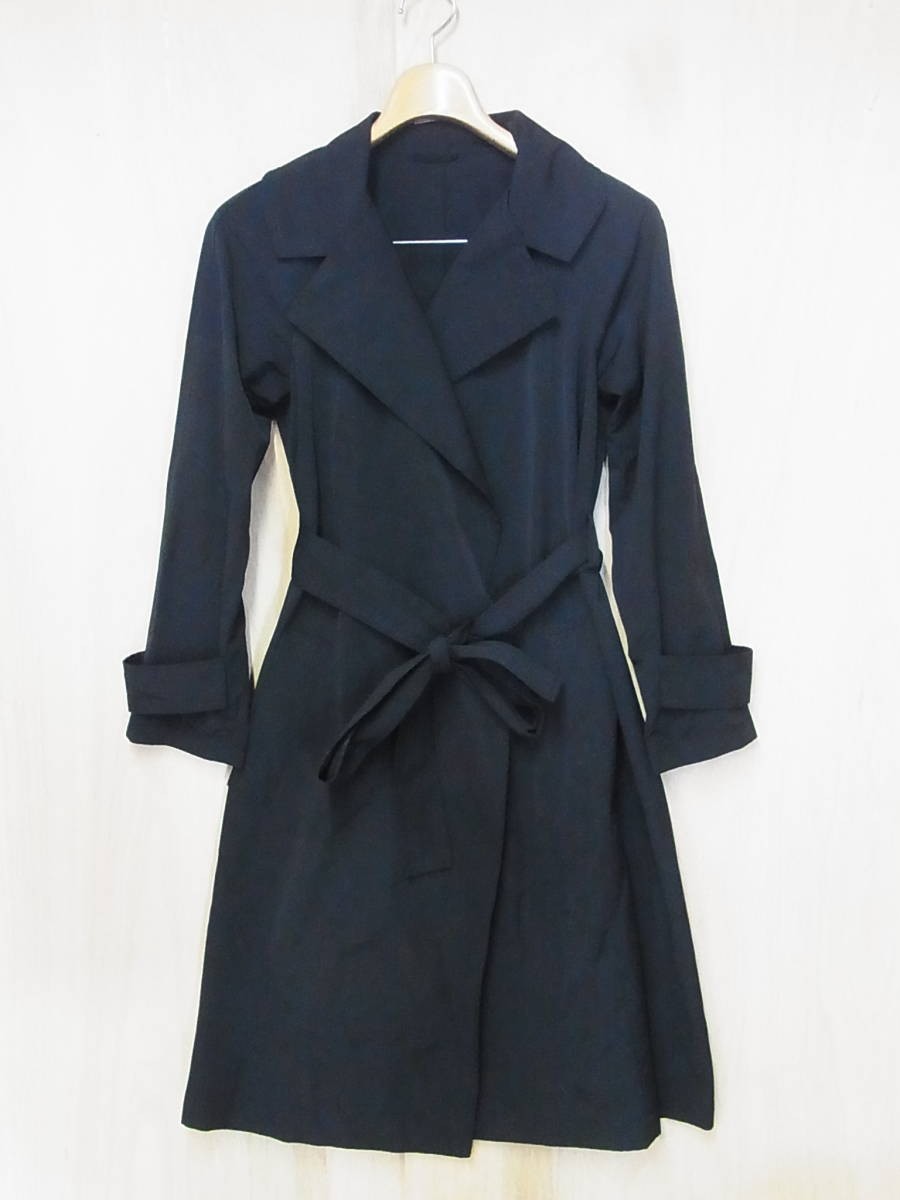 綺麗 シンクロ クロッシングズ synchro crossing ベルテッド トレンチコート 黒 サイズ36拍卖