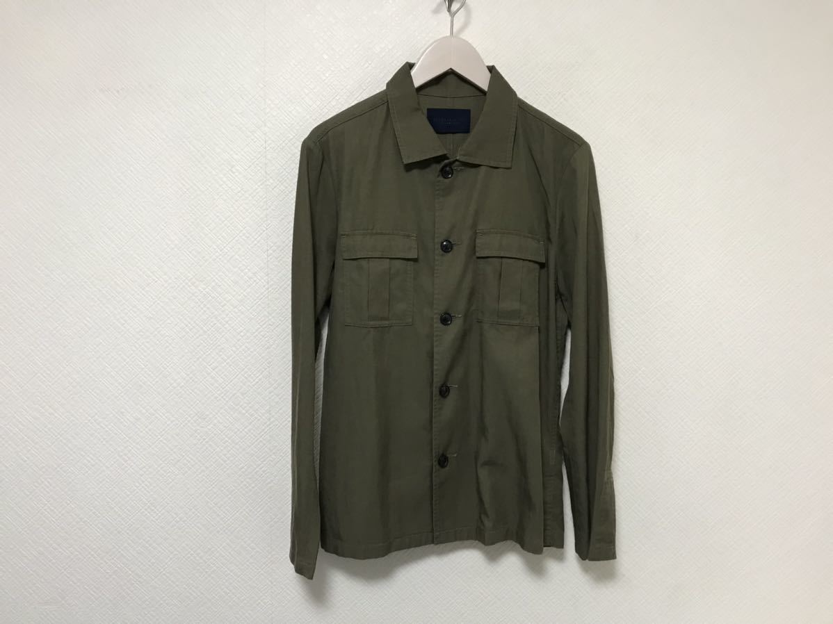 美品本物ジュンハシモトjunhashimotoナノユニバーステンセルコットンミリタリー長袖ワークシャツジャケットメンズカーキビジネススーツM拍卖