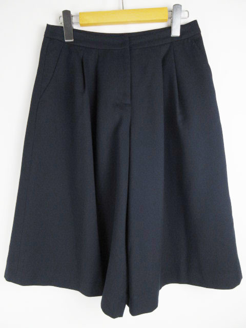 ナチュラルビューティー ベーシック NATURAL BEAUTY BASIC パンツ ガウチョ タック M 紺 ネイビー拍卖