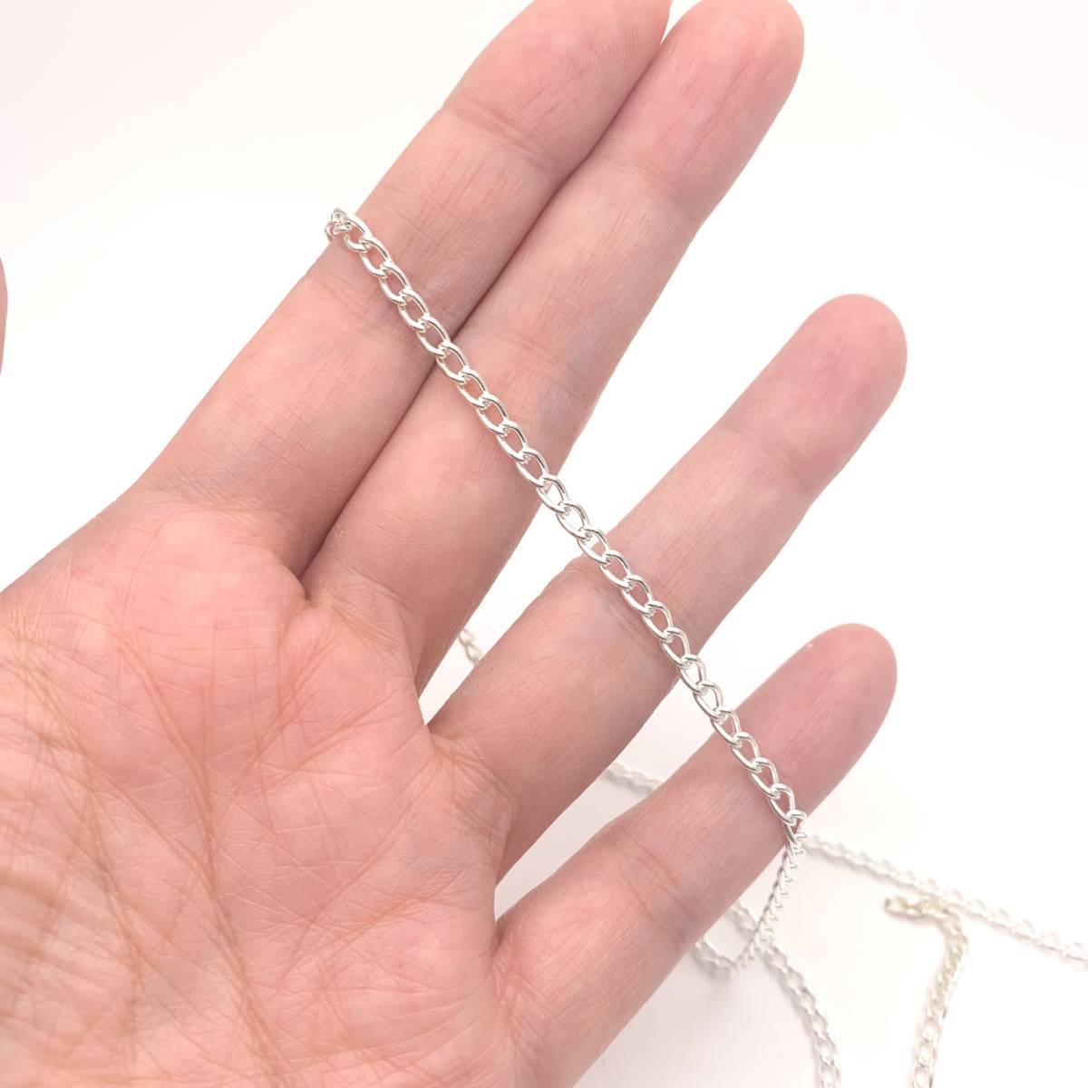 S070-W 鉛&ニッケルフリー 喜平チェーン ホワイトシルバー 5mm×3mm 2メートル拍卖
