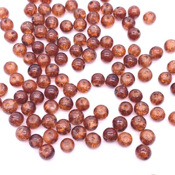 ハンドメイド クラフト パーツ クラックビーズ 6mm 約100個 アンバー拍卖