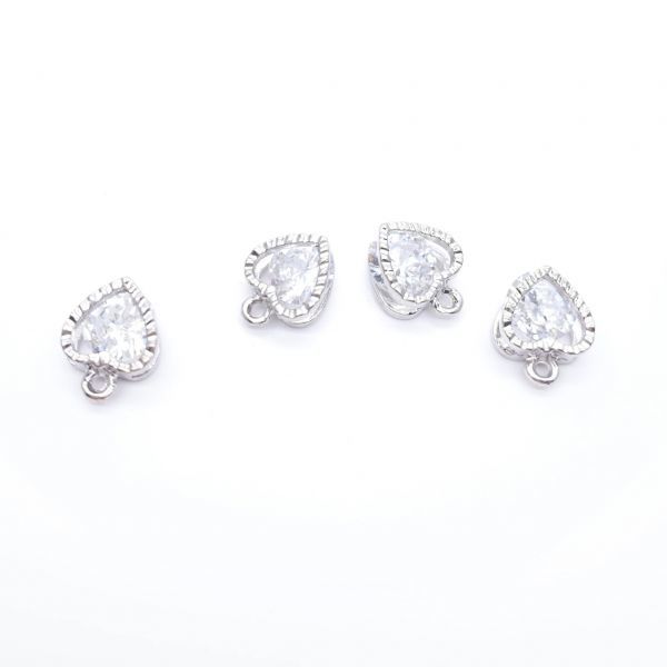 ハンドメイド クラフト パーツ スウィングチャーム ジルコニア 10個 ハート シルバー拍卖