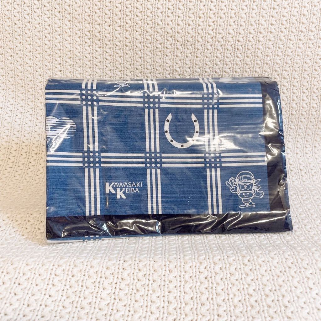 ★新品★非売品★川崎競馬★川崎競馬場★風呂敷★バンダナ★青★馬★ネイビー紺★和柄★ハンカチ★大判★拍卖
