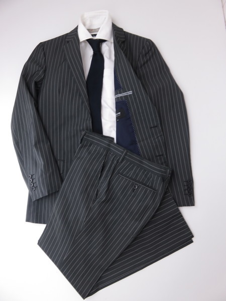 【送料無料】コムサイズム COMME CA ISM 春秋 シングルスーツ グレー ピンストライプ グレー M拍卖