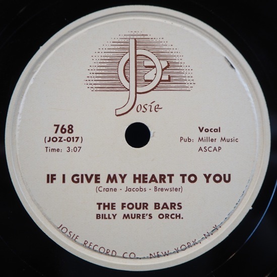 ■1954年 蓄音盤 78’s! JOSIE★FOUR BARS/IF I GIVE/STOP IT! QUIT★送料無料(条件有り)多数出品中!★オリジナル名盤■拍卖