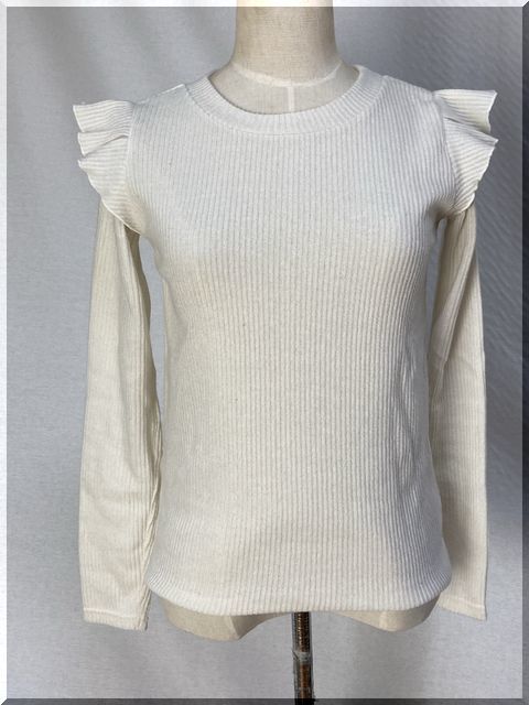 ☆★Riche glamour リシェグラマー 薄ベージュ色 長袖 ニットカットソー Mサイズ★☆拍卖