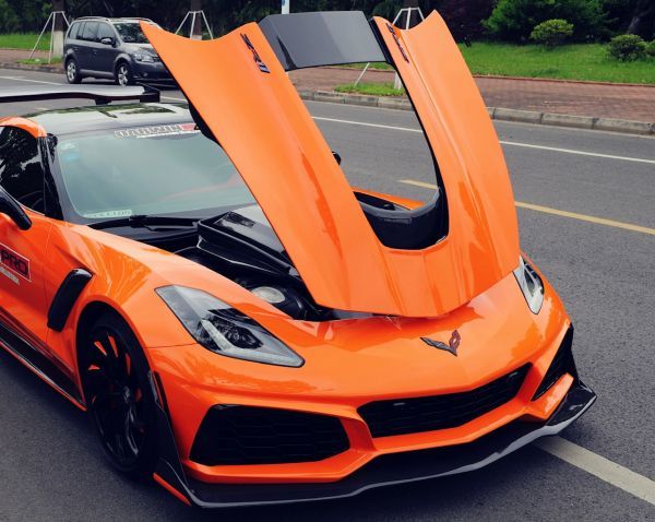 ★シボレー C7/Z51コルベット用 ZR1 カーボンボンネットセット/エンジンフード/カーボンエアダクト/インテークボックス/IMP/ブラックセイル拍卖